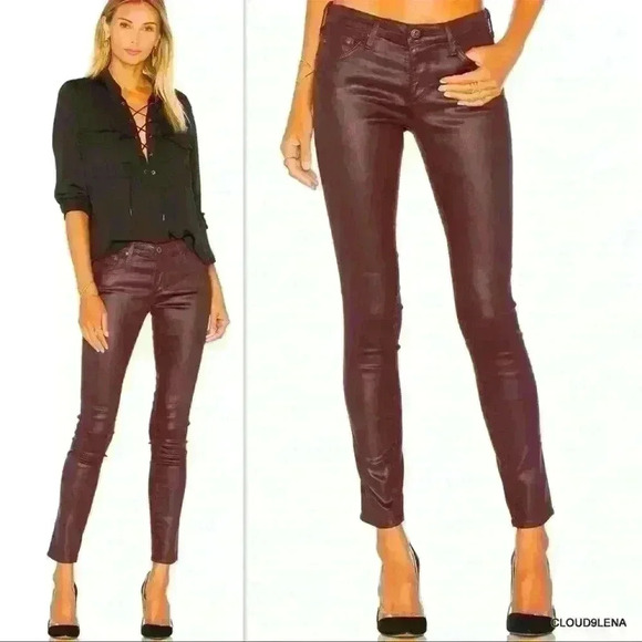 Ag Adriano Goldschmied Pants - AG - ADRIANO GOLDSCHMIED Legging Ankle Super Skinny Leather Jean 27 #POY1288
